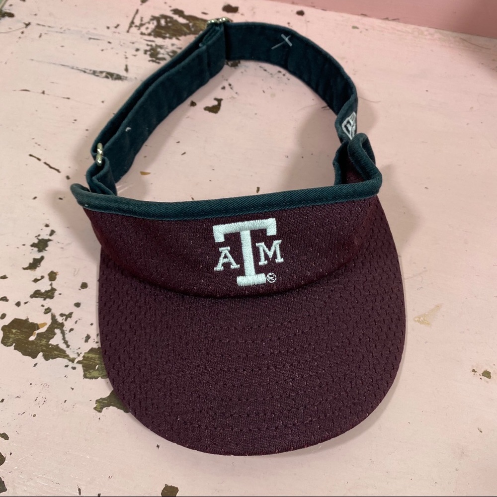 New Era A&M Visor Cap maroon black white colors adjustable strap